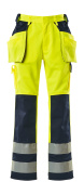 09131-470-171 Trousers with kneepad pockets and holster pockets - hi-vis yellow/navy