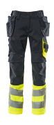 17531-860-01017 Trousers with kneepad pockets and holster pockets - dark navy/hi-vis yellow