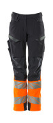 19178-511-01014 Trousers with kneepad pockets - dark navy/hi-vis orange