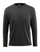50128-933-0917 T-shirt, long-sleeved - black/hi-vis yellow