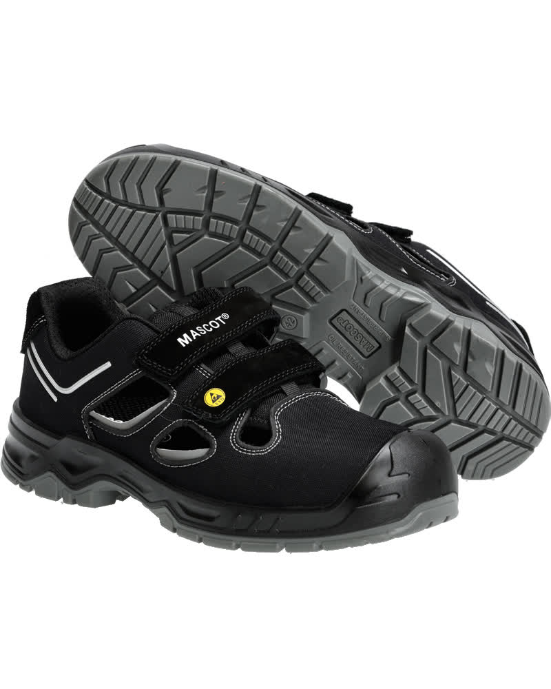 F0100-910-09880 Safety Sandal - Black/Silver